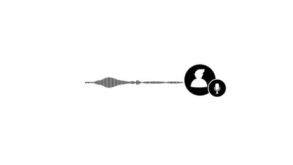 Poster - Voice message icon with audio waveform, speaker symbol, and user profile illustration with a white background depicting digital communication and messaging.