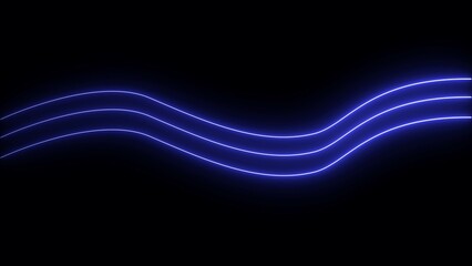 Poster - Glowing blue neon lines against a black background abstract digital artwork suitable for modern designs and backgrounds