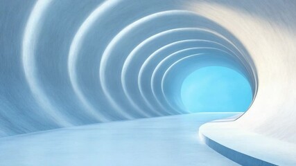 Poster - Abstract Tunnel: A serene abstract tunnel made of white material with an ethereal glow and soft lighting leads the viewer into a mesmerizing journey of form and space.