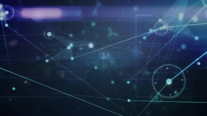 Poster - Violet-blue streak initiating network expansion as glowing nodes pulsing and linking over dark grid