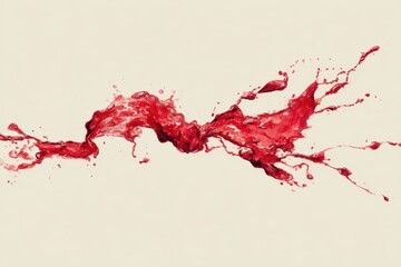Poster - Vibrant red watercolors create an abstract splash formation on a neutral background, evoking movement and energy in a unique artistic representation