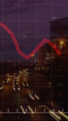 Poster - Animation of financial graphs and data over cityscape at night