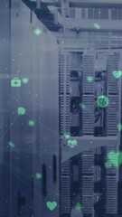 Poster - Animation of data processing and network of connections over server room