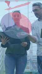 Poster - Animation of financial data processing over diverse business people in office