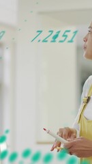 Poster - Animation of data processing over businesswoman in office