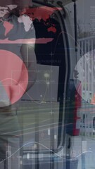 Poster - Animation of statistics and financial data processing over delivery man and van