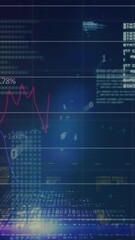 Poster - Animation of graphs with data processing on digital interface against building at night
