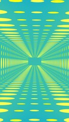 Poster - Animation of yellow neon circle lights in tunnel over blue background
