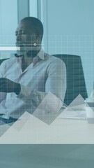 Poster - Animation of data processing over thoughtful african american man reading a document at office