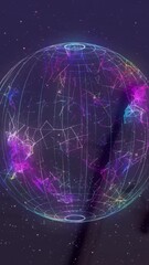 Poster - Animation of globe of shapes over white spots