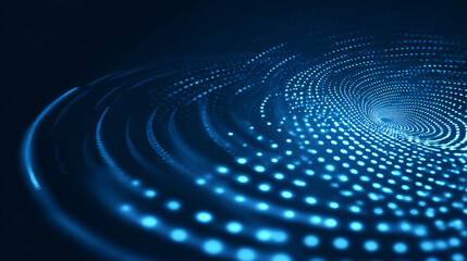 Poster - Blue abstract background with glowing circles. Swirl circular lines pattern. Geometric spiral. Twirl element. Modern graphic design. Futuristic technology concept.