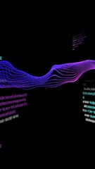 Poster - Animation of digital data processing over mesh of connections on black background