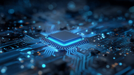 Fototapete - Blue circuit diagram on white background. High-tech circuit board connection system.Vector abstract technology on a white background.