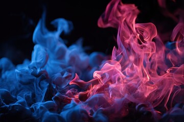 Poster - Flames in vibrant red and blue create a dynamic visual display, showcasing contrasting colors in a mesmerizing dance of light and movement