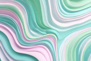 Aufkleber - Pastel waves create a soothing pattern in soft green hues with gentle pink accents on a textured background, perfect for calming design inspiration