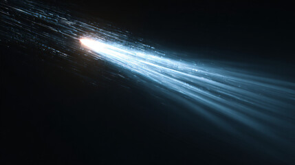 Poster - Lines in the shape of a comet against a dark background. Illustration of high speed concept. Motion light effect for banners. Curved light trail stretched upward. Fast speed car. 