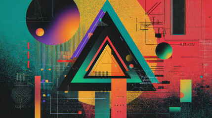 Poster - Technology Modern Banner, Poster in Cyberpunk style. Abstract Futuristic Colorful background. Geometric retro template Vector illustration