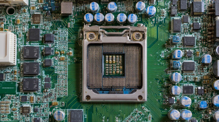Fototapete - Circuit board. Technology background. Central Computer Processors CPU concept. Motherboard digital chip.