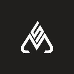 Leinwandbilder - Letter MS minimal, stylish monogram for branding identity, triangle shape.