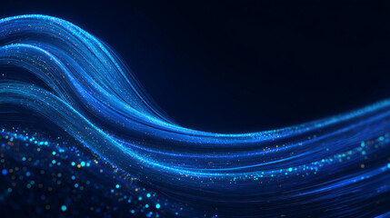 Fototapete - Abstract futuristic blue wave with moving dots. Flow of particles with glitch effect. Ideal vector graphics for brochures, flyers, magazines, business cards and banners. Vector.