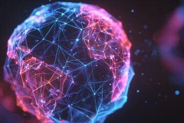 Poster - Exploring digital worlds in an intricate cyber space representation showcasing interconnected nodes and vibrant colors
