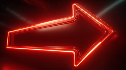 Poster - Abstract red neon arrow light glow background. Futuristic cyber laser line motion banner for casino. Dynamic techno perspective beam 3d graphic design. Cool party power and energy boost led tunnel