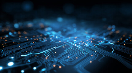 Fototapete - Circuit board blue technology background.Vector abstract technology illustration Circuit board on dark blue background.High-tech circuit board connection system concept.	
