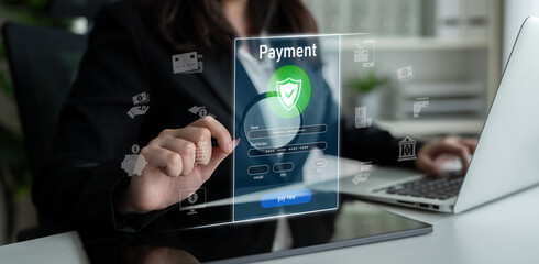 Poster - Secure online payments ensure smooth e-commerce with safe transactions, digital payment systems, and financial data protection. Latch