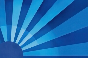 Poster - Vibrant blue radial illustration background depicting a gradient sun rising over a serene horizon in a tranquil and artistic style, ideal for creative projects and digital designs