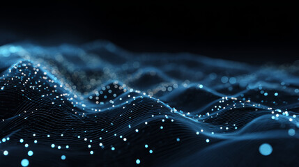 Fototapete - Abstract Background Waves of Dots and Weave Lines. Digital Network Connection Structure Technology Business Concept. Tech Science Presentation Backdrop Vector Illustration.
