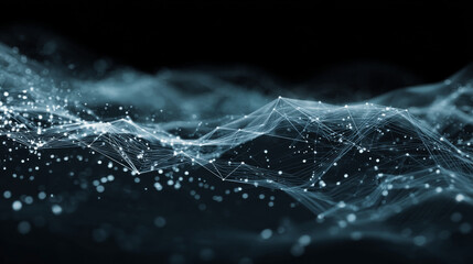 Fototapete - Abstract Background Waves of Dots and Weave Lines. Digital Network Connection Structure Technology Business Concept. Tech Science Presentation Backdrop Vector Illustration.
