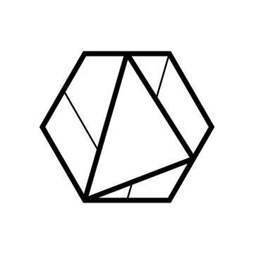 Geometric hexagonal logo icon. Hexagon concept vector design with minimalistic linear style