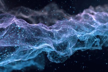 Poster - Abstract representation of ethereal realms demonstrates flowing waves of light and color suspended in a dark background, creating a mesmerizing visual experience