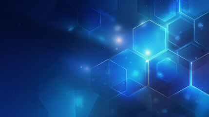 Fototapete - Modern abstract blue background with glowing geometric lines. Blue gradient hexagon shape design. Futuristic technology concept.
