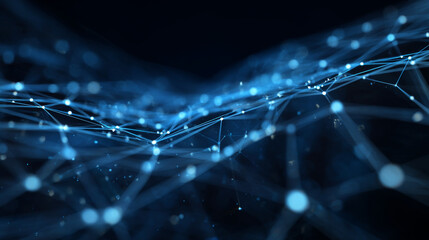 Poster - hi tech network connection blue lines grid. 3d technology style banner design. technology vector ill