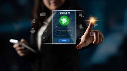 Poster - Secure online payments ensure smooth e-commerce with safe transactions, digital payment systems, and financial data protection. Latch