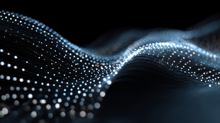 Poster - Technology background. Abstract circular wave of particles. Futuristic dotted wave. Visualization of sound waves. Plexus effect. 3d Futuristic vector illustration.