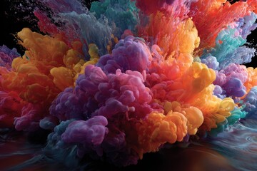 Poster - Vibrant modern abstract wallpaper design featuring a colorful explosion of swirling hues and dynamic shapes in a visually striking composition