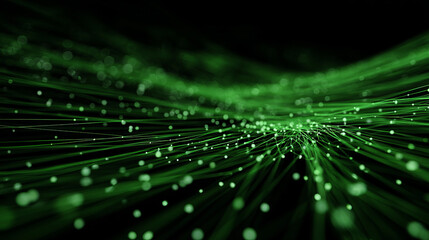 Poster - technology digital futuristic internet network connection dark black background, green abstract cybe