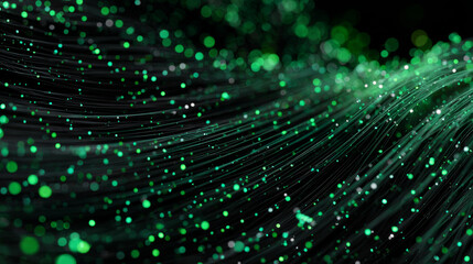 Poster - technology digital futuristic internet network connection dark black background, green abstract cybe