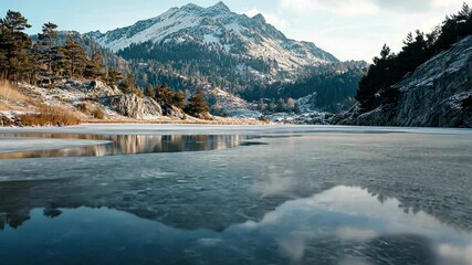 Wall Mural - frozen lake and mountain view