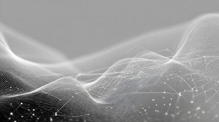 Poster - Abstract grey background poster with dynamic waves. technology network Vector illustration.