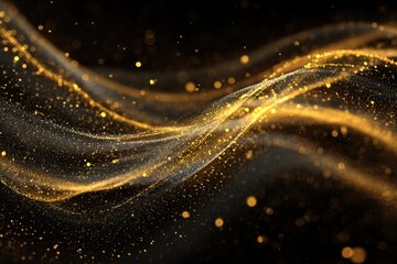 Poster - Swirling gold luxury background representing elegance and sophistication in a dynamic abstract design with shimmering particles and fluid motion