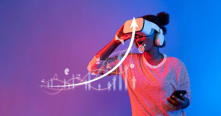 Poster - Explore innovative business growth strategies using virtual reality. Analyze trends, charts, and data for successful financial management within the investment sector. XDMCP