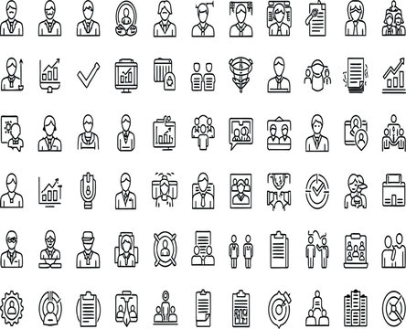 Human Icon Collection: A comprehensive, artistically rendered collection of individual icons, symbols and graphics, ideal for web design, marketing materials, and digital content.