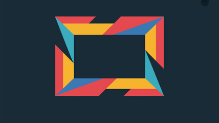Poster - Abstract geometric frame with red yellow and blue triangles on a dark blue background design element