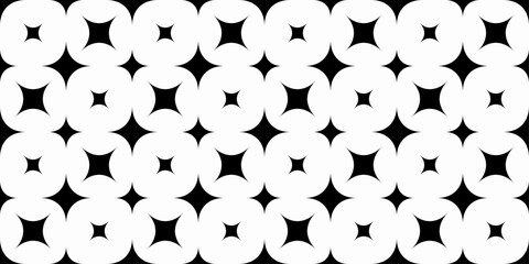 Poster - Black Star Pattern on White Background. Stars vary in size and are distributed evenly across the frame, creating a visually balanced and repeating design.