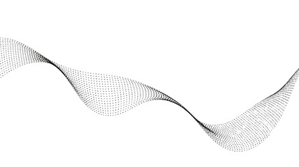 Poster - A delicate wave pattern formed by closely spaced dots on a clean white background creating a smooth curve
