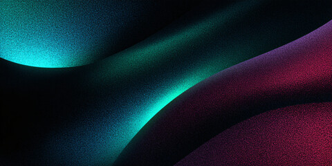 Fototapete - Abstract wavy background with blue and red gradient. black. saturated colors. particles. dots. banner. modern. textured illustration. dark style.