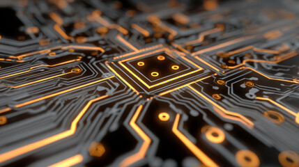 Poster - 2d illustration Abstract futuristic electronic circuit technology background